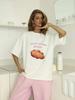 Sweet Bread Russian Letter Print White Casual Short Sleeve Unisexs Tshirt Short Sleeve O Neck Tshirt 2026 Summer