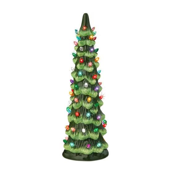 Mini Christmas Tree Figurine with Colorful LED Light Xmas Tree