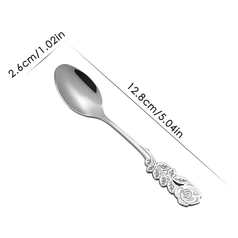 Ложка для размешивания чая Ложка для мороженого 304 Нержавеющая сталь Цветы розы Ложка-вилка для размешивания мороженого Кухонные принадлежности
