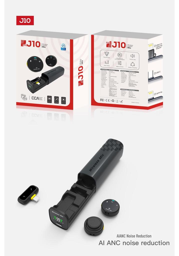 Q8 Wireless Lavalier Microphone Set: Clip-on Mic for Mobile Live Streaming with Sound Knob and One-to-Two Mic Feature.