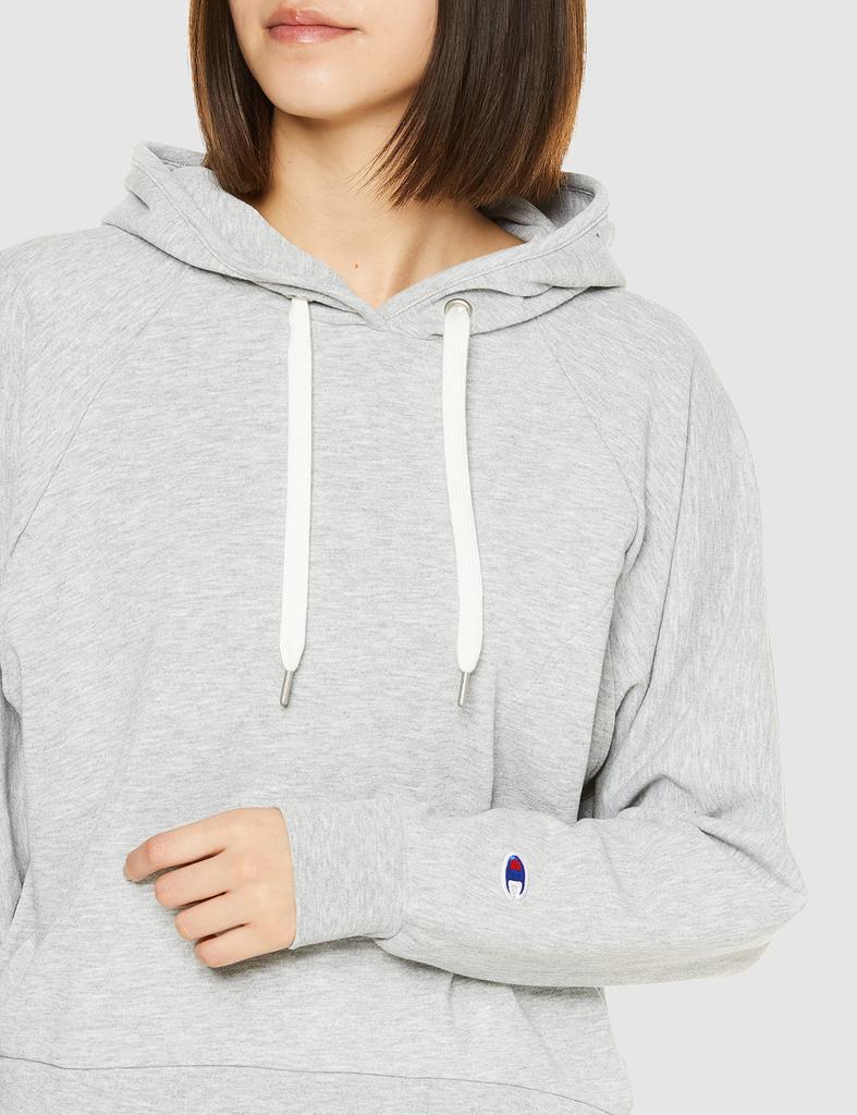 Parka Long Sleeve Stretch Lightweight Quick Dry UV Protection TECH Terry Hooded Sweatshirt Sports Oxford Gray L [Champion] WEAVE(R) Women's CW-XS101