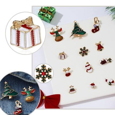 Schneemann Weihnachtsbaum Weihnachtsmann Weihnachten Anstecknadeln Emaille Abzeichen Weihnachtsschmuck Weihnachtsbrooch