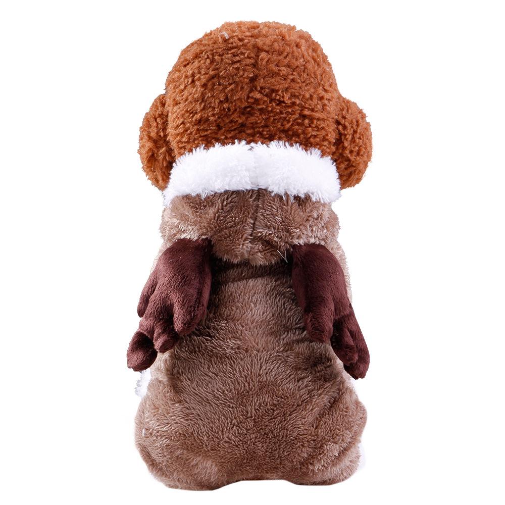 

Pet clothes autumn and winter, dog coral fleece warm four-legged clothes, Christmas cute elk styling clothing XS