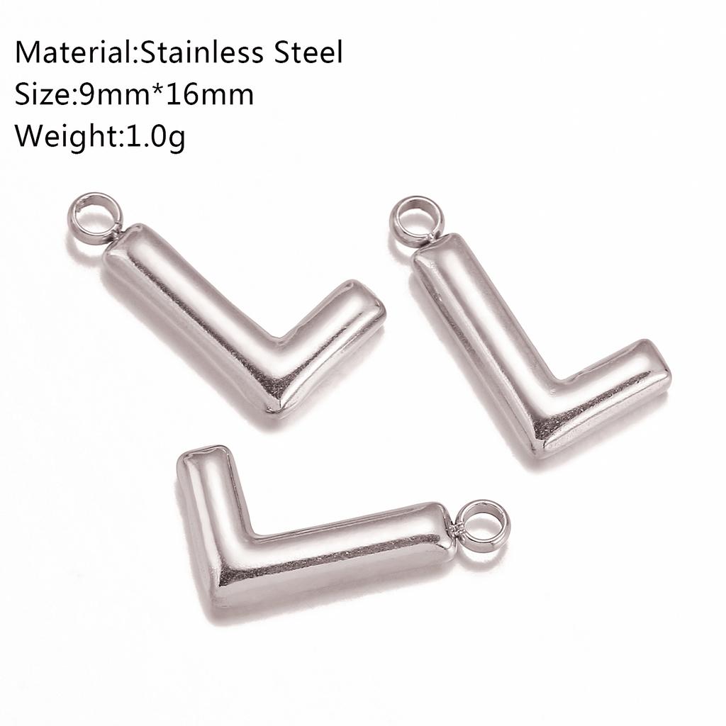 3Pcs Bubble Alphabet Charm Silver Color Stainless Steel Initial English Letter Pendant DIY Bracelet/Necklace Gift Jewelry Making
