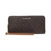 Zipper Closure Classic Old Flower Print Long Canvas Cotton Polyester Polyurethane Wallet Large Size Women's Brown