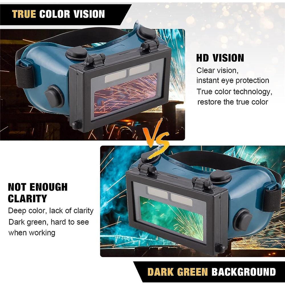 Gafas Máscara de Soldar Batería Solar LCD Oscurecimiento Automático/oscurecimiento Gafas de Protección Ocular Para Soldadura Con Banda (verde)