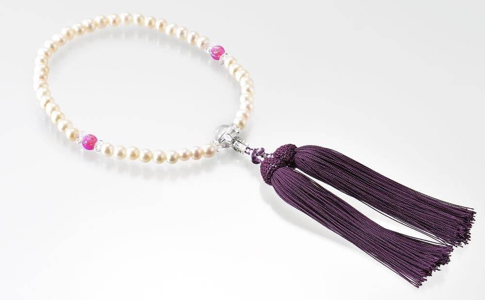 Опал Киото и пресноводный жемчуг (Женский одноручный) (фиолетовый)