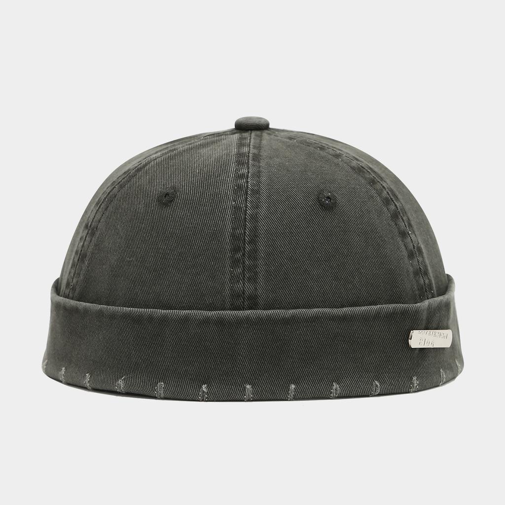 1 Stück Gewaschene Farbe Docker-Mütze Ohne Schirm Gebrochene Schirmlose Mützen Unifarbene Mütze Verstellbar Baumwollmützen Unisex Vintage Hip Hop