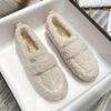 Women 'S Winter Plush Shoes Fashion Chain Round Head Design Outdoor Leisure Warm Snow Boots Plus Size Loafers 41 -43