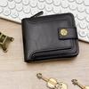 Men Faux Leather Wallet Large Capacity Wallet with ID Window Zipper Button Vintage Front Pocket Anti-Theft Multi-Slots Credit Card Holder