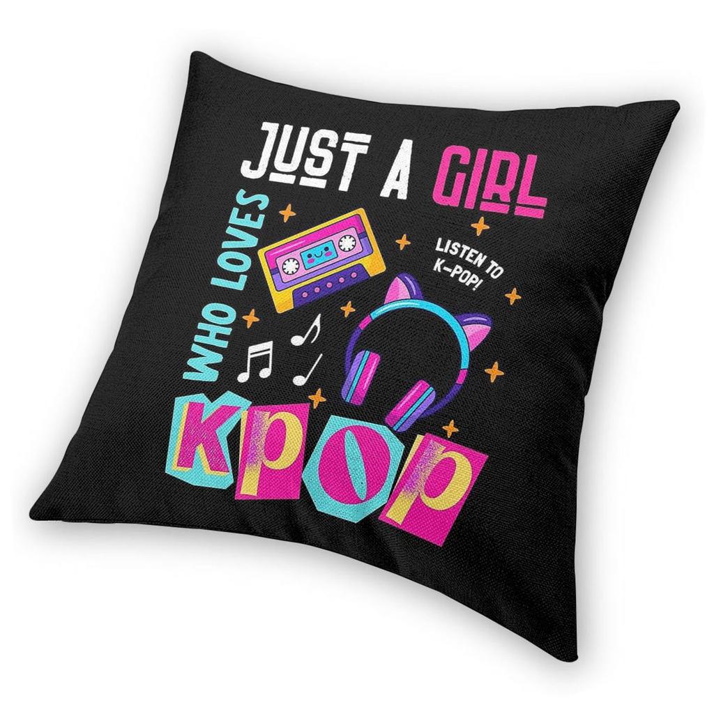 Just A Girl Who Loves Kpop Style Square Pillowcase Polyester Linen Velvet Printed Decorative Throw Pillow Home Cushion Cover 45X45