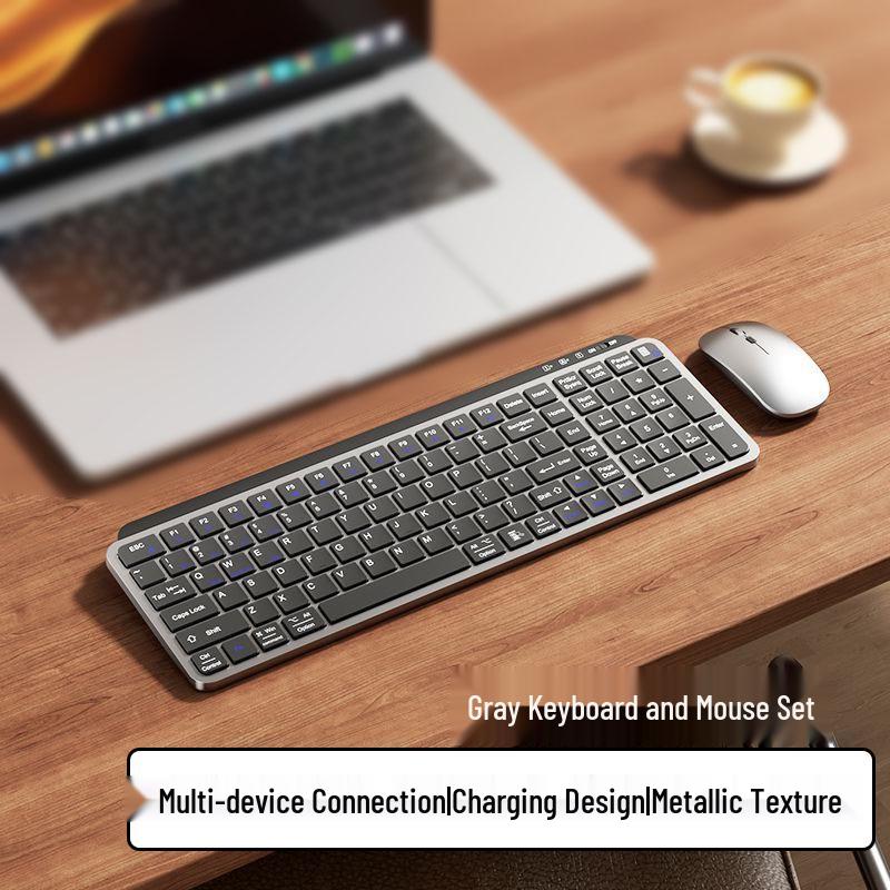 Thin Dual-Mode Wireless Bluetooth Keyboard & Mouse Set for MacBook, Laptop, Phone, iMac