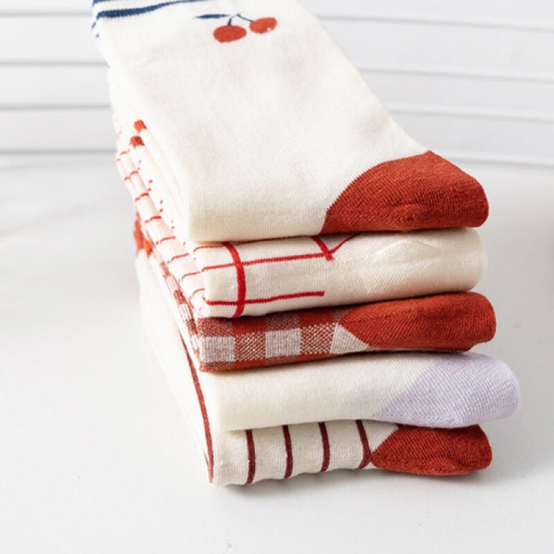 Kirsch-Beere Damen-Kniestrümpfe 5er-Set