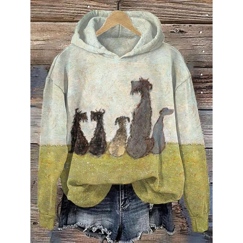 Womens Oversized Hooded Sweatshirt With 3D Digital Print Streetwear Long Sleeve Top Fall Winter