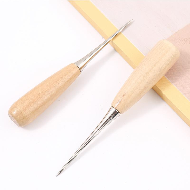 New Arrival Craft Cloth Awl Tool Sewing Hole Punching Wooden Stitching Leather Overstitch Quality