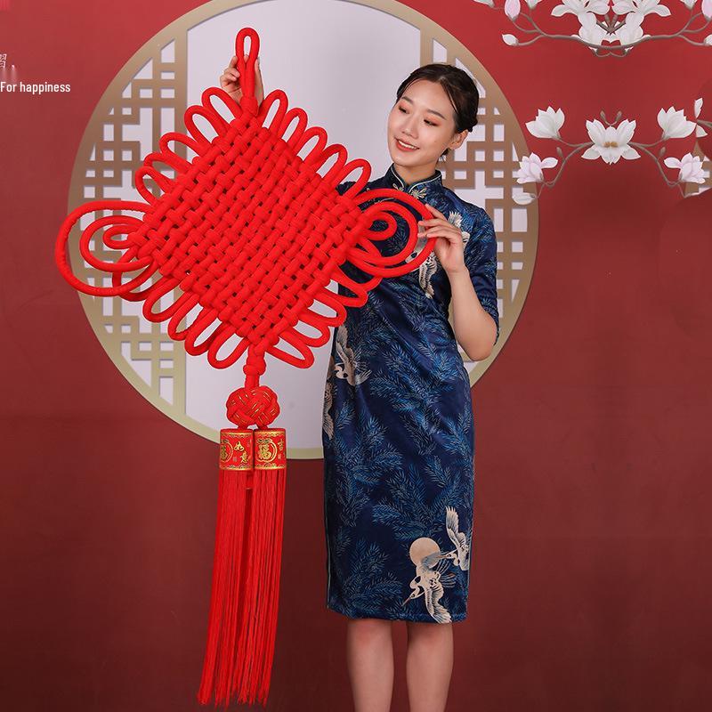 Red Fu Character Chinese Knot Pendant - New Chinese Style Living Room and Entrance Decoration