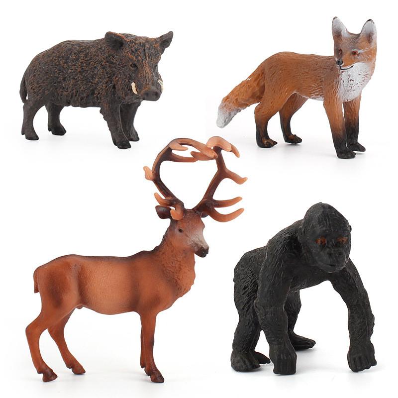 Wild Animal Pvc Figurine Black Chimpanzee Fox Deer Gift For Kids And Collectors