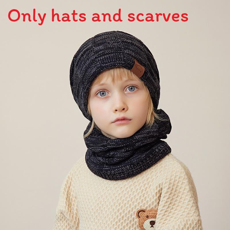 Kids Knitted Hat And Gloves Set For Winter Warmth With Neck Protector For Children