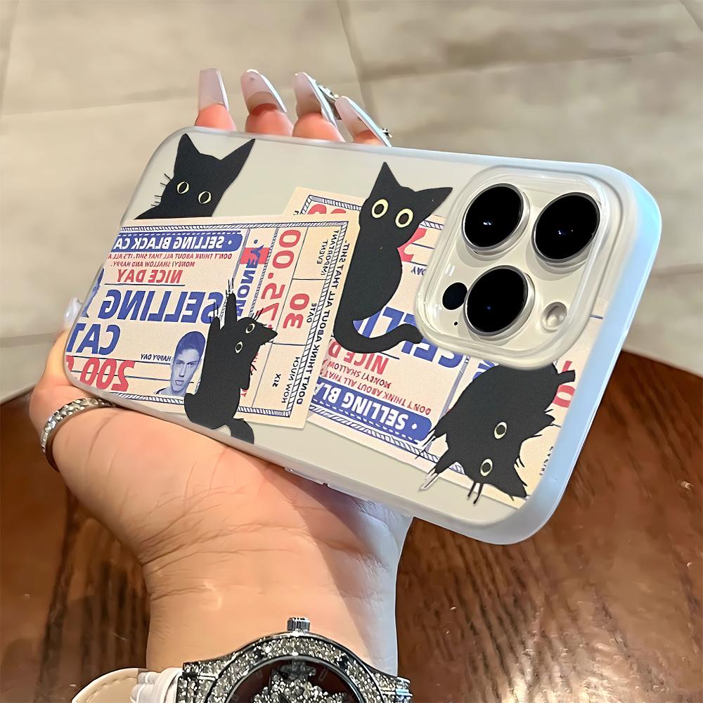 

Black Cat Poster Phone Case For Iphone 17 17air 16 15 14 13 12 11 8 7 Pro Max Mobile Protective Case Soft Funda Cover iphone 11 Pro
