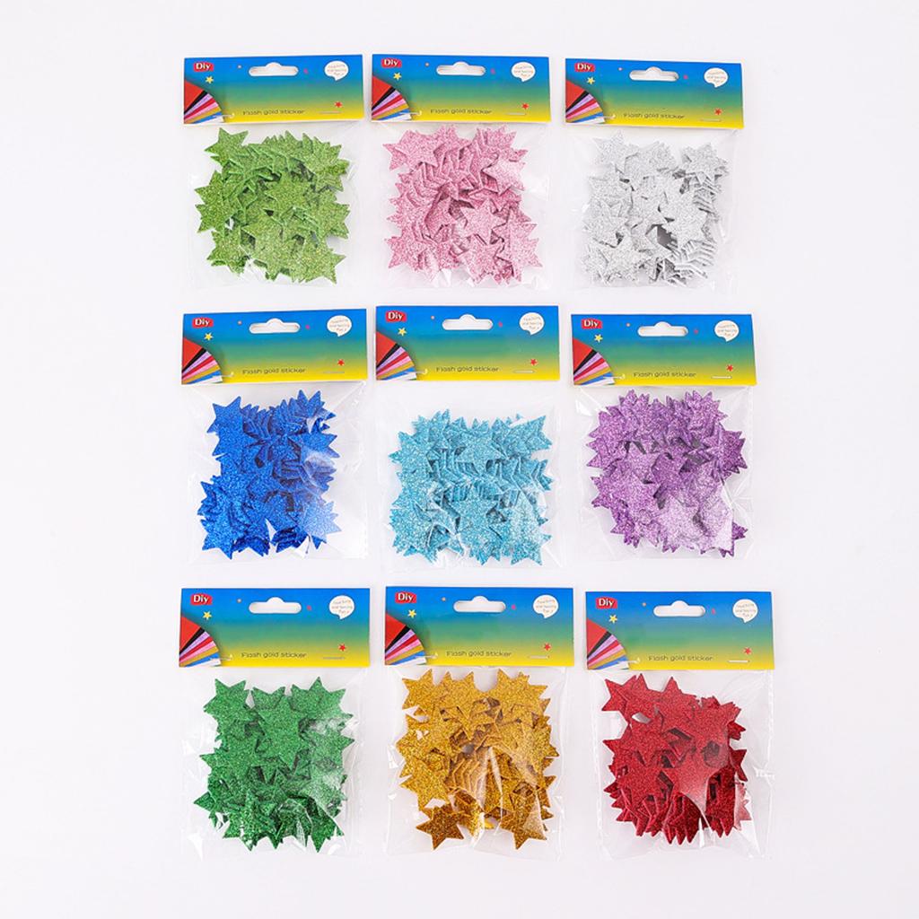 60Pieces Glittering Star Sticker Adhesive Foam Sticker Kids Reward Sticker for Card Making Scrapbooking Wall Decoration