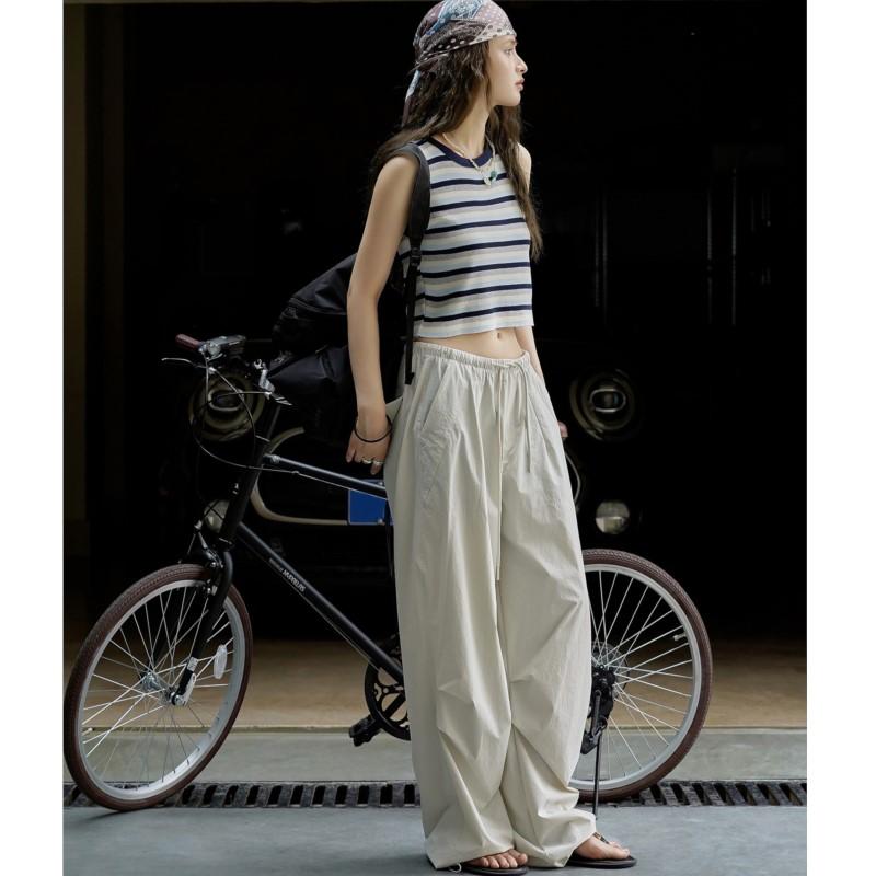 Johnature Summer Korean Street Wide-leg Casual Women Pants Loose Casual Thin Breathable Cargo Pants