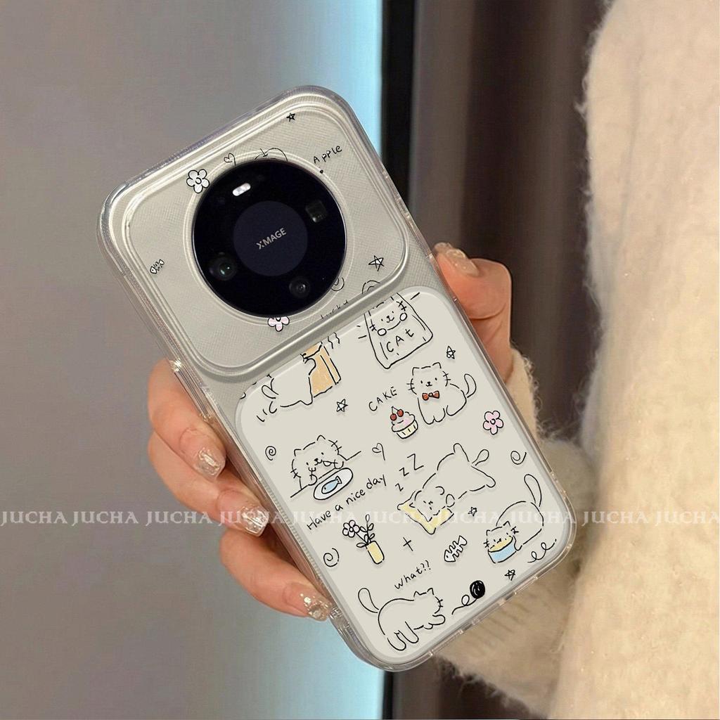 Applicable Huawei mate80promax mobile phone case cartoon fun 60por personalized fashion female convenience store cat