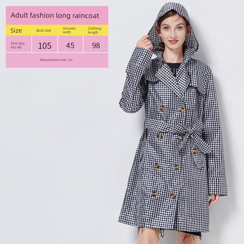 Fashion Retro Double Breasted Fitted Waist Trench Coat Raincoat Adult Women Outwear Poncho Mid Length Long Length Travel Big Belt