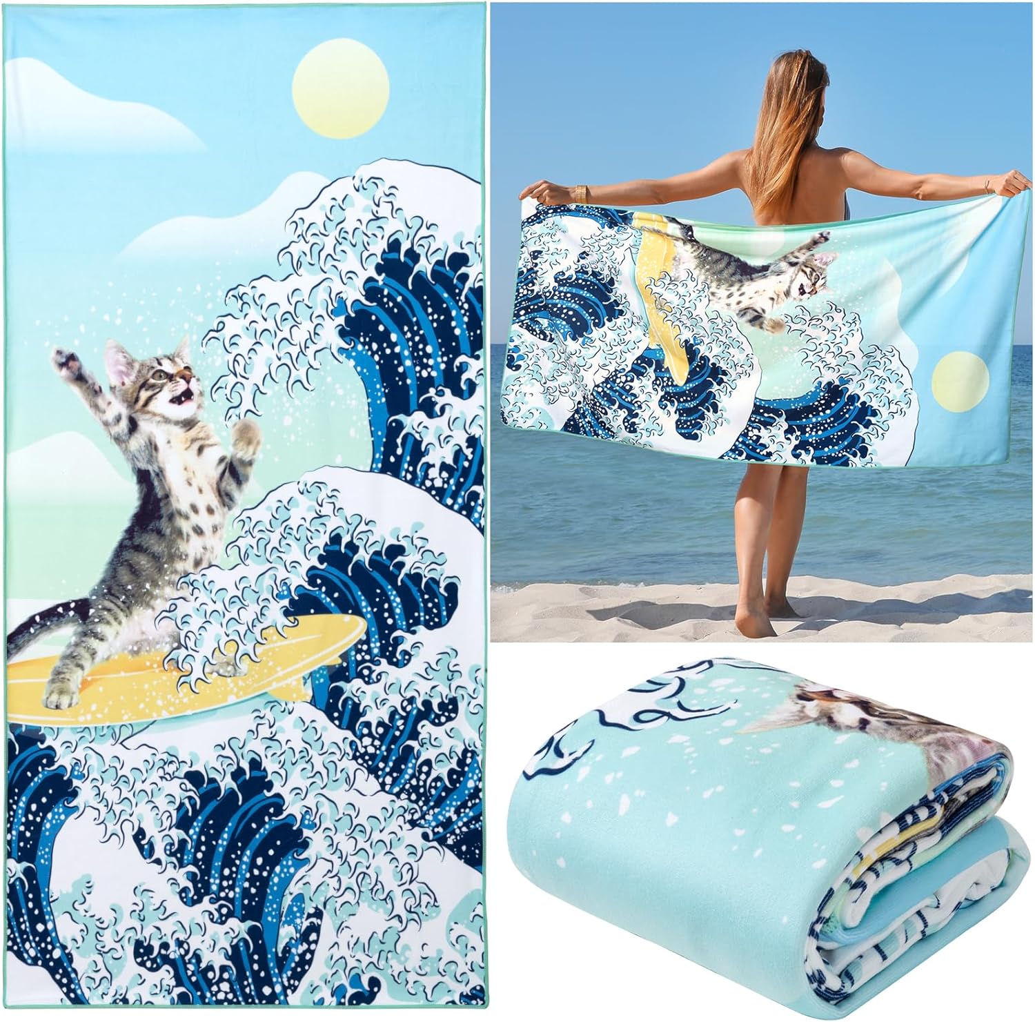 

Octopus Kraken Beach Towel, Nautical Ocean Life Cotton Blend Absorbent Bath Towel for Kids Men Women Pool and Travel W30*H60(CM)