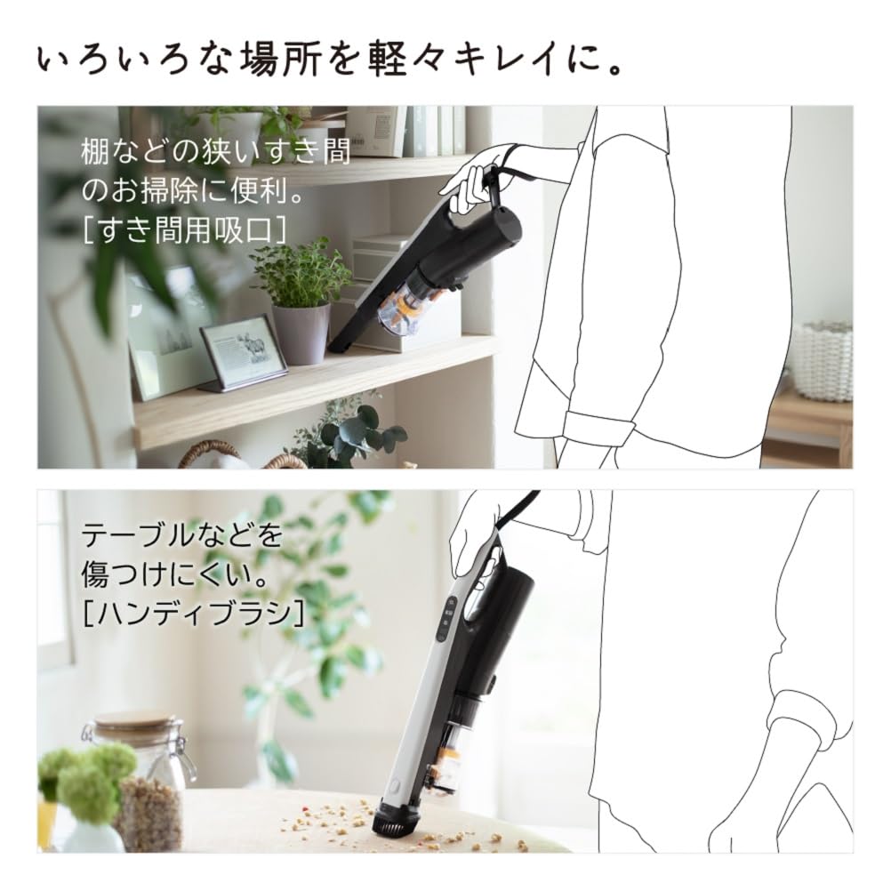 Hitachi Sugokaru Stick Cordless Vacuum Cleaner PV-BS1L W White, Made In Japan, Lightweight, Self-Propelled, Handheld Vacuum