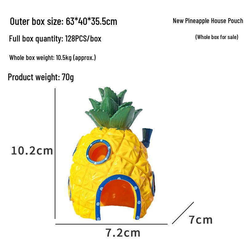 Cartoon Ananas Haus Dekor für Aquarium - Inspiriert von SpongeBob, Thaddäus und Mr.. Krabs