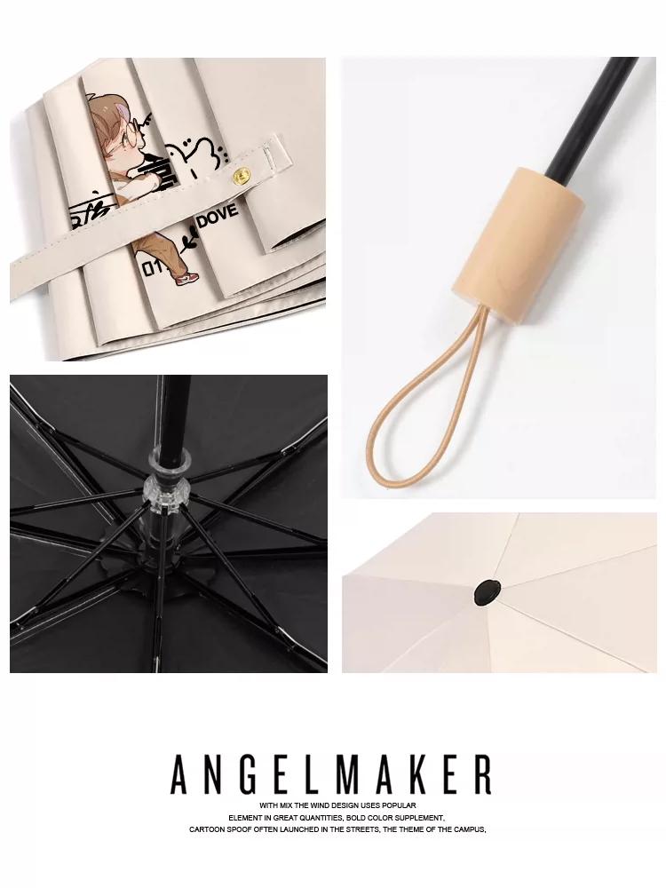 Bai Jingting's Popular Detective-Themed Umbrella, Dual-Use Sun and Rain Umbrella, Black Coating Sun Protection Umbrella for Women, Uv Protection