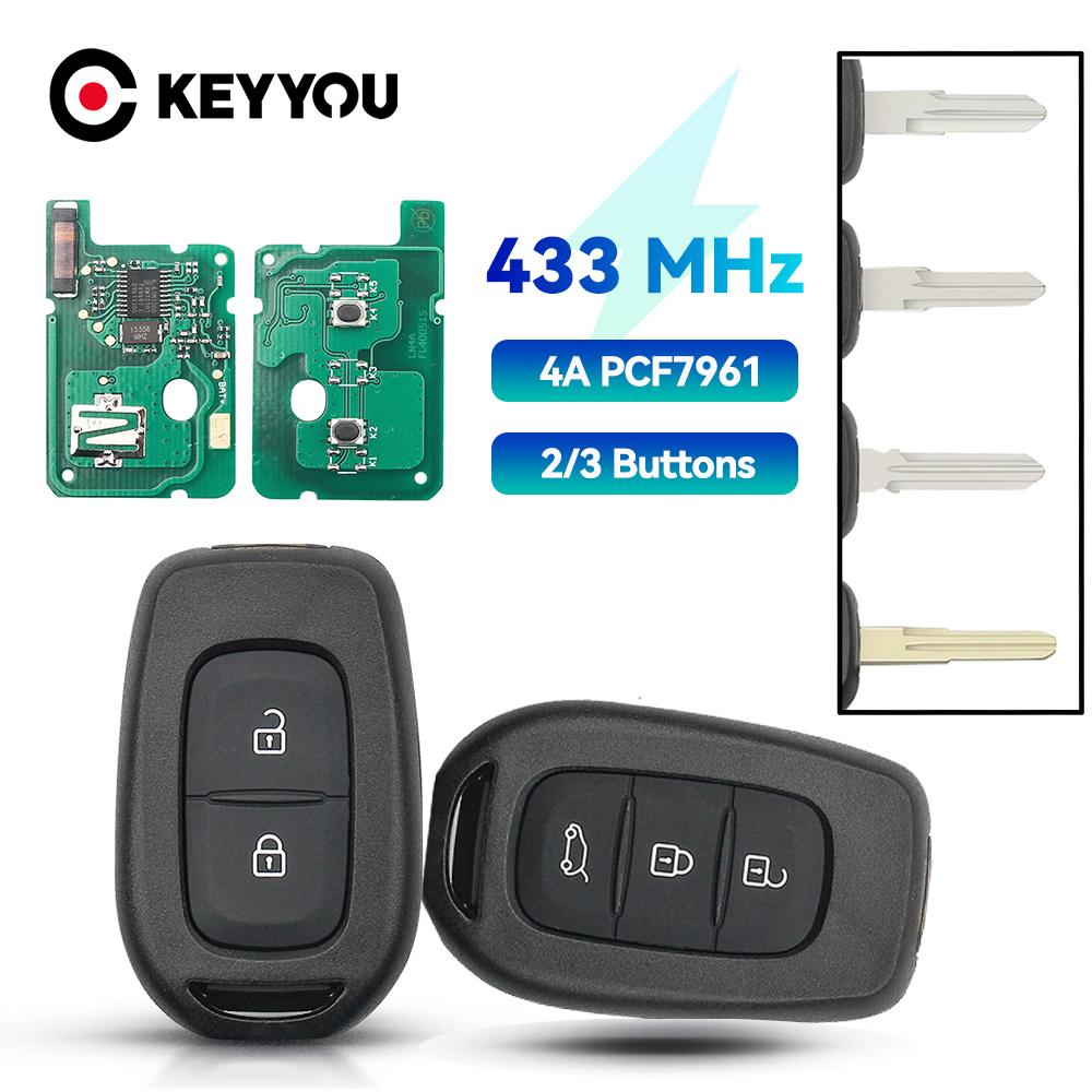 KEYYOU Remote Car Key 434MHZ 4A PCF7961M Chip For Renault Sandero Dacia Logan 2 Stepway Clio4 Duster 2016 2/3 Buttons