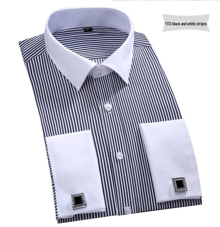 

2018 Новое поступление Мужская рубашка больших размеров с французскими манжетами, длинным рукавом, деловая, с вышитым логотипом на заказ 3XL (180/104A)