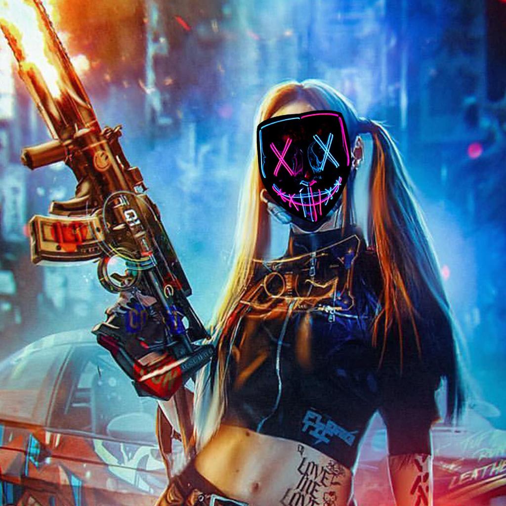 Bornoon Halloween Illuminated Cosplay LED Illuminated Horror Perfect for Cultural Costume School New Cosplay Mask, Cosplay, Mask, Accessory, Mask,