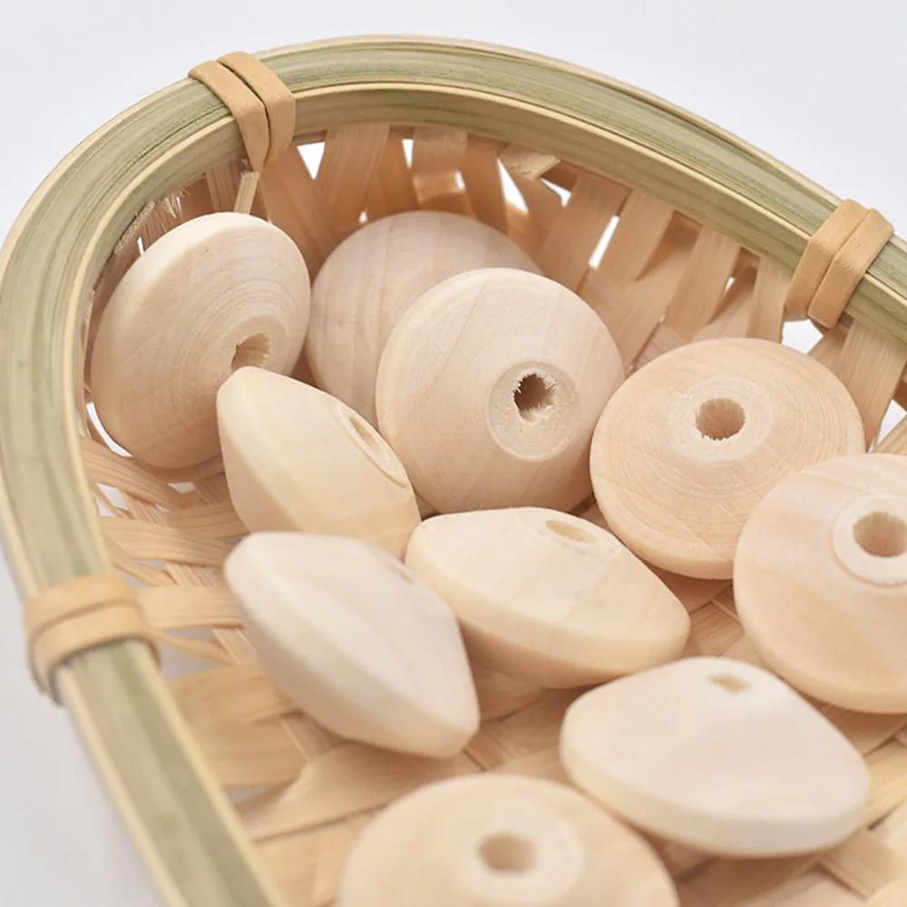 20pcs/60pcs Rondelle Shape 5x8mm 9x19mm 22X12mm Natural Wood Loose Handcraft Beads for DIY Crafts Woodcraft Jewelry Making Accessories