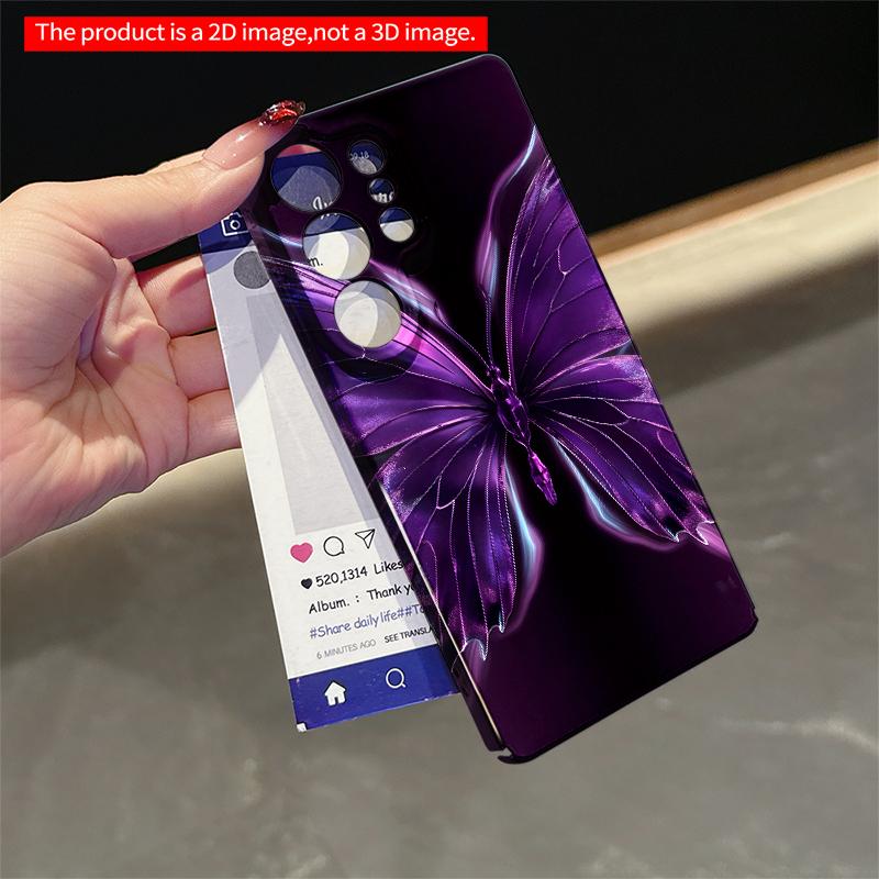 2DFlat Samsung Phone Case Purple Butterfly Glow Design Phone Case Applicable To Galaxy S23 S24 S25ULTRA S26 A12 A14 A15 A16 A54 A55