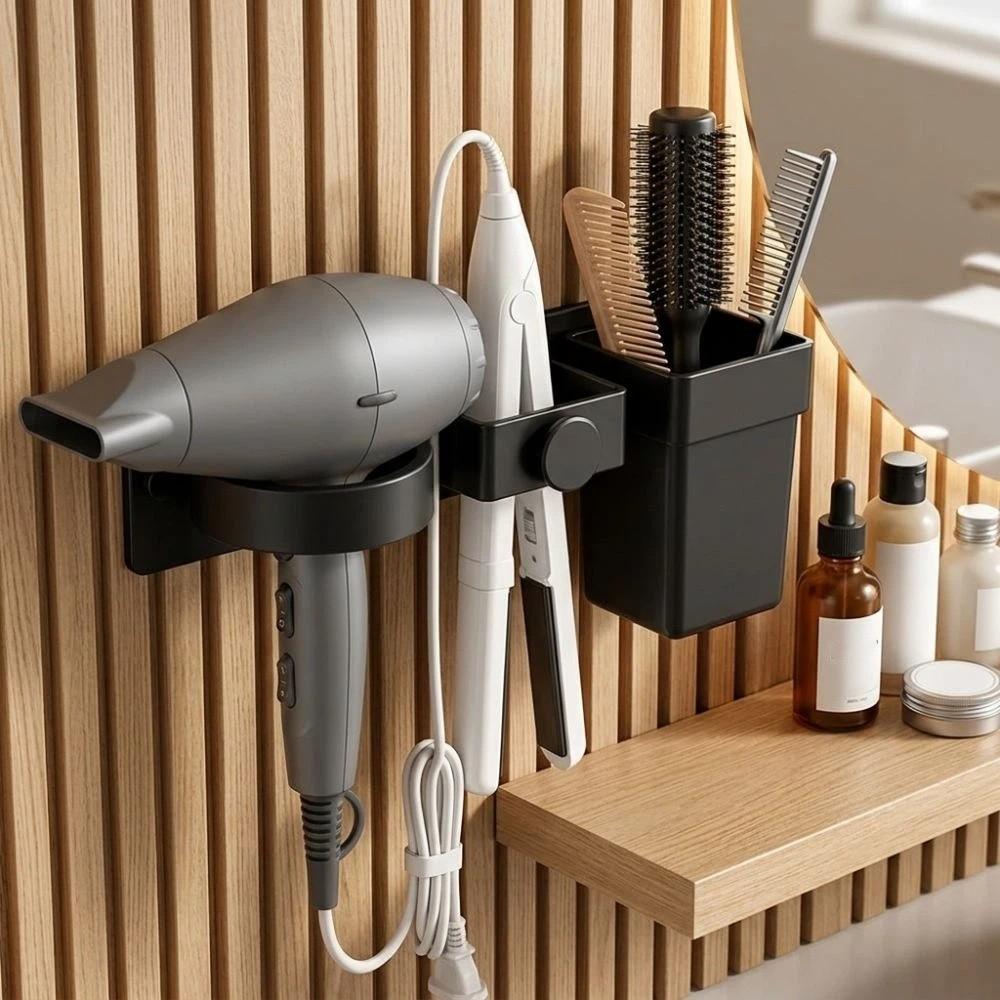 Plastic Wall Mount Hair Dryer Holder Detachable Cup Blow Dryer Wall Holder Shower