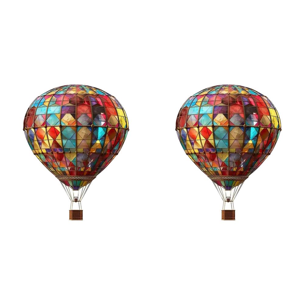 

2Pcs Hot Air Balloon Sun Catcher 2D Acrylic Wall Mount Multicolored Decor Indoor Window Decoration for Garden Terrace Yard Patio