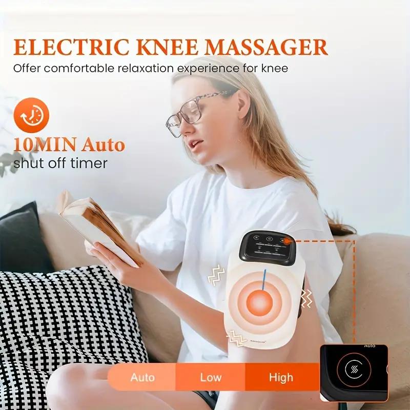 2026 New Cordless Knee Massager with Heat and Vibration, Portable Knee Massager with Large LED Screen, Adjustable Temperature, Comfort Pe