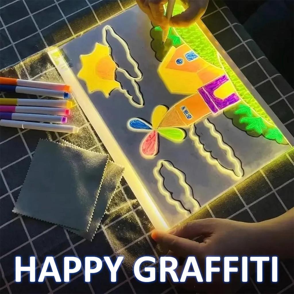 LED Drawing Board  Children's Illuminating LED Drawing Board  Acrylic Illuminating Writing Board With Stand  Acrylic Dry Erasing Board 7ml