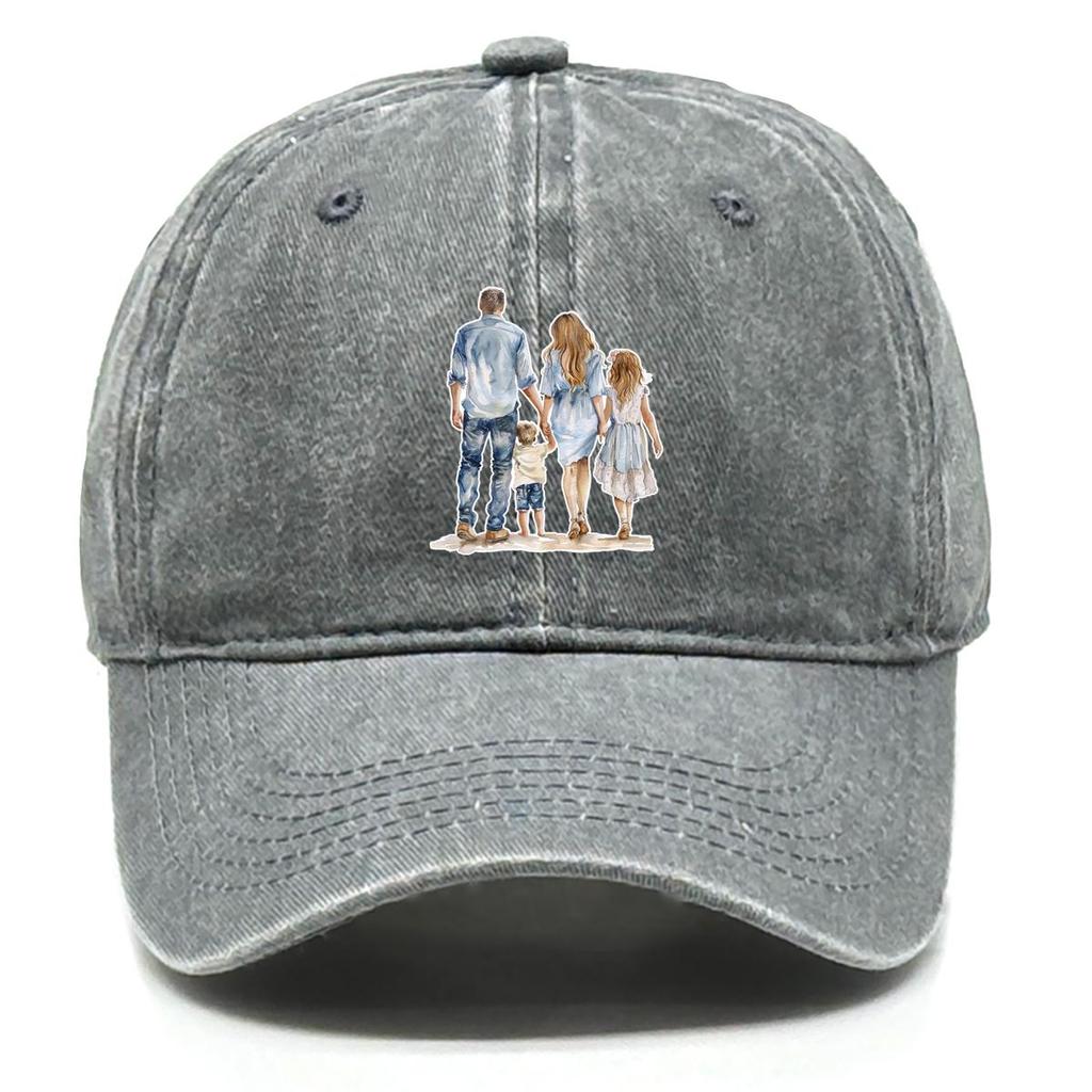 Family Members Print Adjustable Baseball Hat, Trucker Hat Simple Unisex Curved Brim Leisure Snapback Baseball Cap