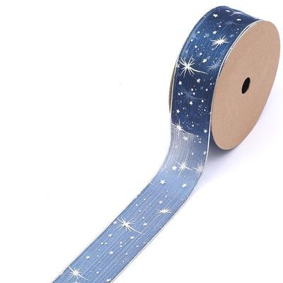 New Star Printed Starry Sky Ribbon 25mm Width Organza Gift Bouquet Wrap Ribbon DIY Festive Event Ribbon Cake Decoration