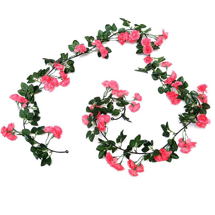 Silk and Plastic Roses Decorative Vines - Artificial Flowers for Weddings, Living Rooms, Home Ceilings, and Rattan Decor.
