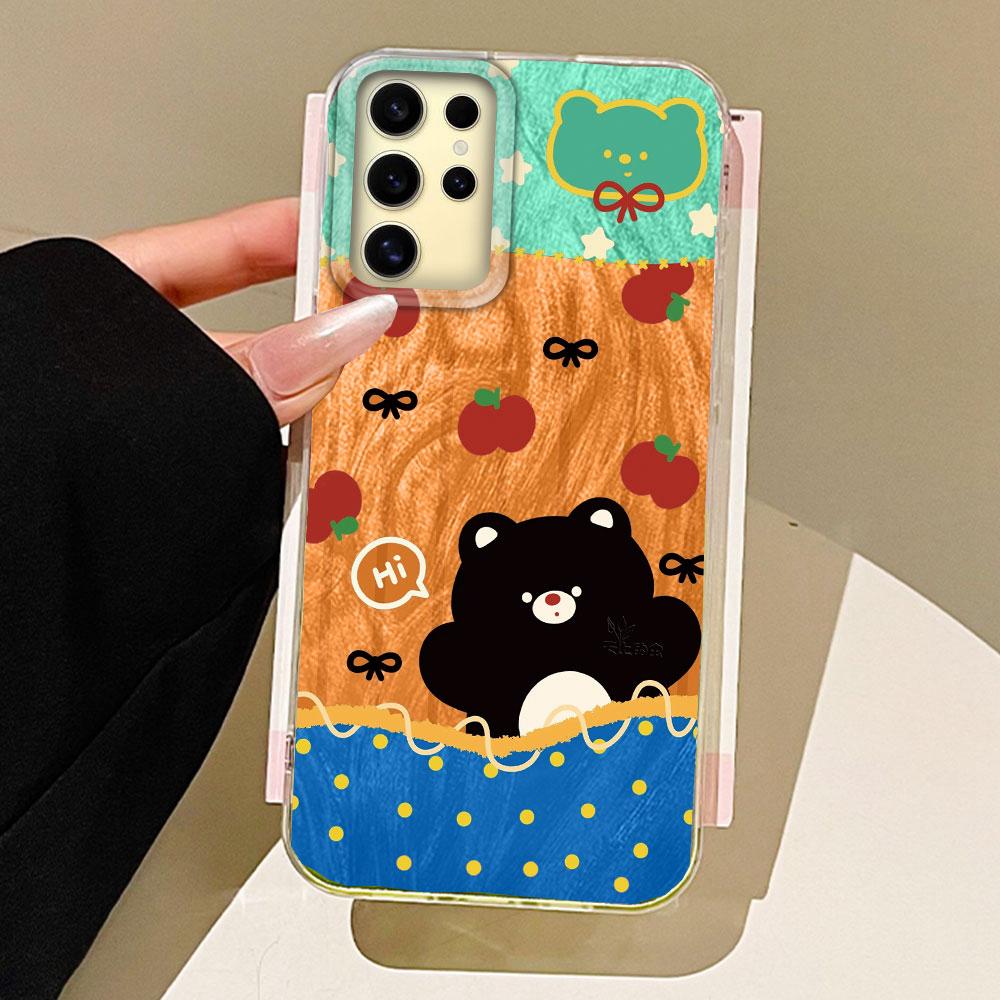 Purple Graffiti Cute Face Camlet Texture Phone Case for Samsung Galaxy S25 S24 S23 S22 S21 FE Plus Ultra Shell Silicone Cover