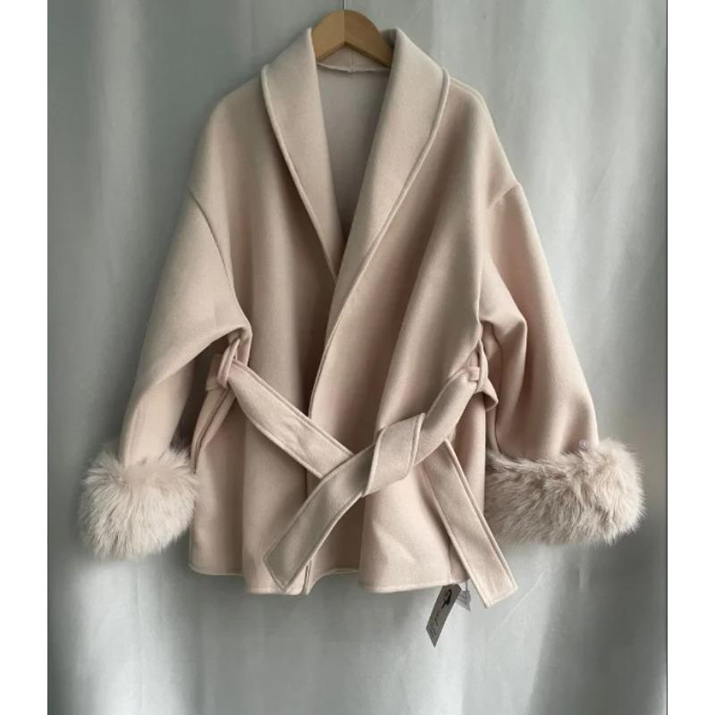 Manteaux de mode pour femmes Patchwork Furry manches longues Bandage Outwear coréen Y2k vêtements tempérament coréen vestes de couleur unie