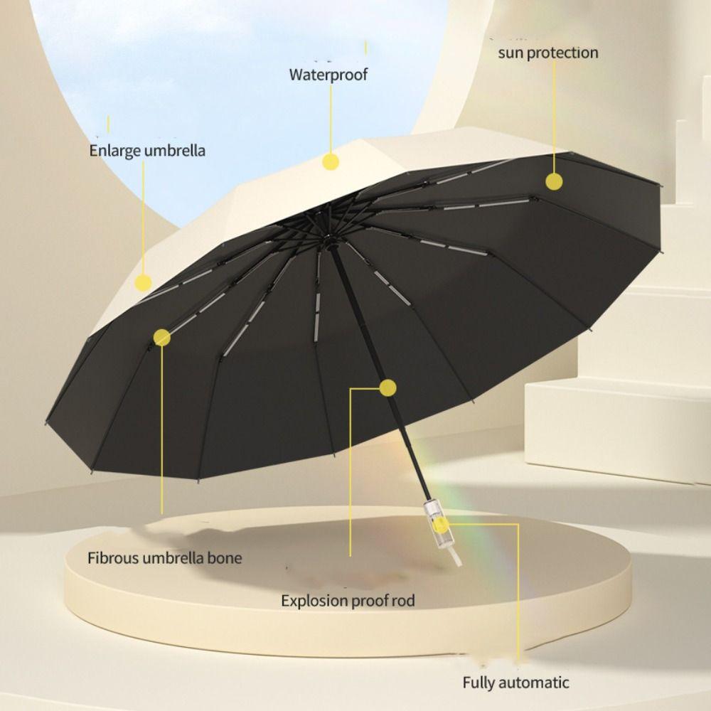 Quick Open Folding Umbrella Windproof Sunny Rainy Umbrella Oversized Umbrella  Dual Purpose