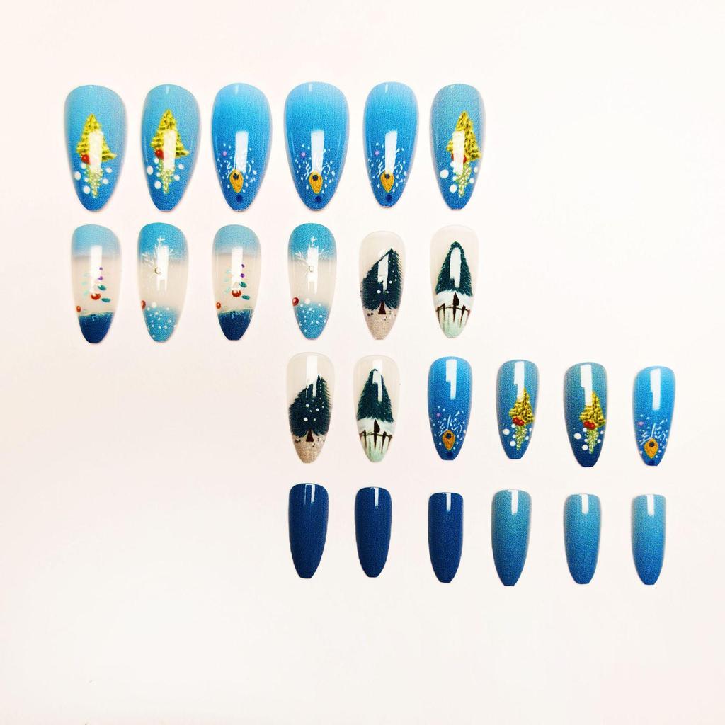 Festive Winter Wonderland Wearable Nails: Snowflake Fireplace & Forest Art Patches