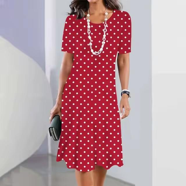 Elegant Fashion Short Sleeve T-shirt Dress Beach Vacation Midi Dresses Women 3d Print Clothing