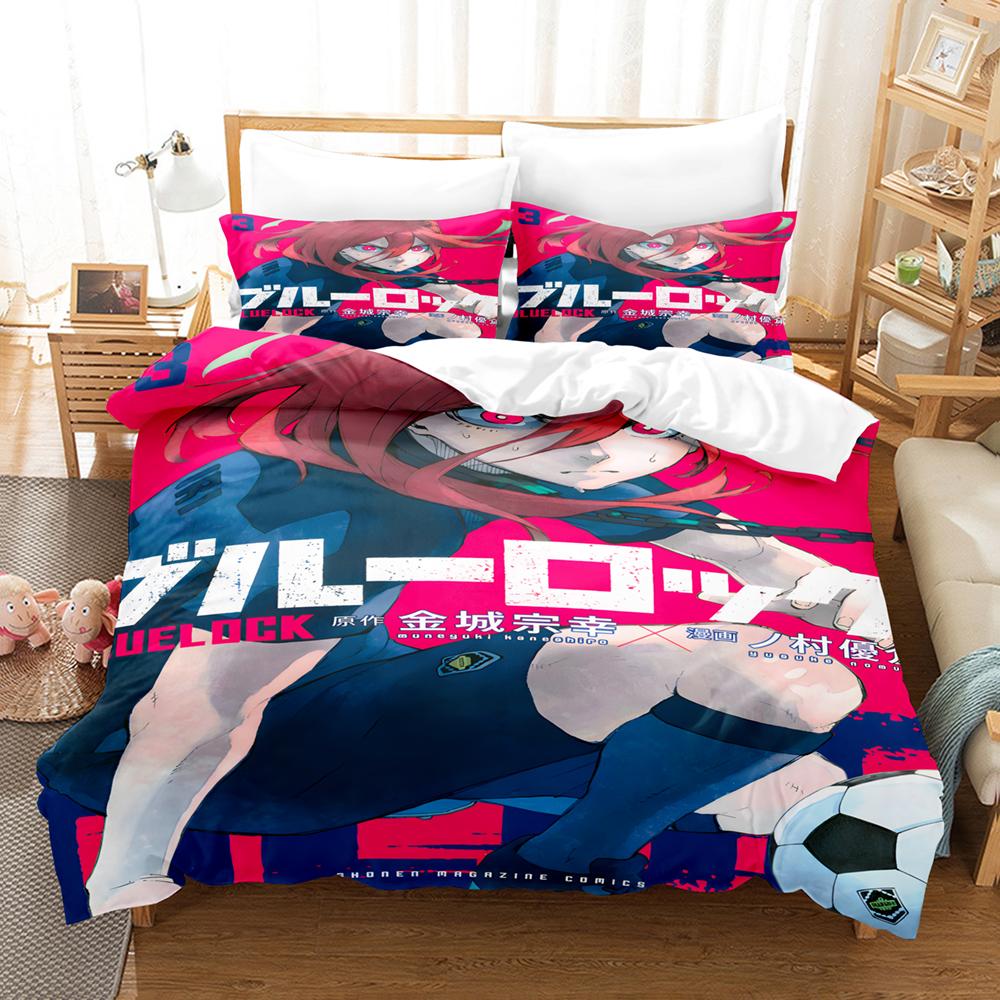 3PCs Anime Bluelock-k Bedding Set 3D Printed Duvet Cover Pillowcases Queen King Size Home Decor 100% Polyester Bedding Set
