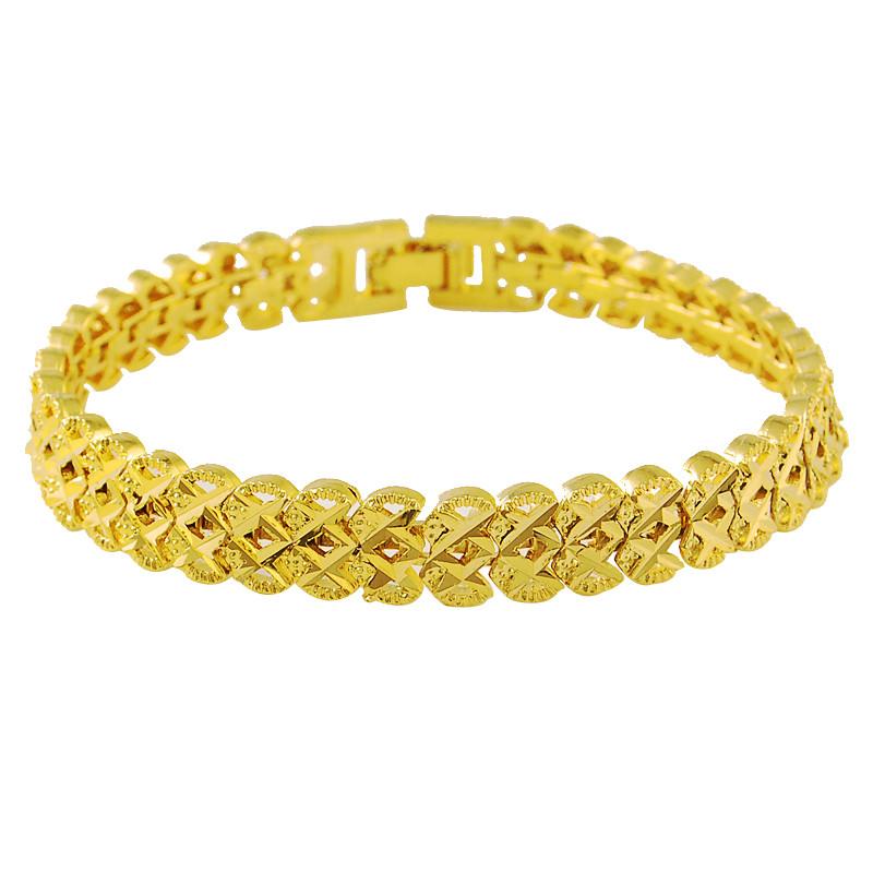 24K Plating Gold Bracelet 10 MM Wave Gold Plated Jewelry Gifts for Men & Women